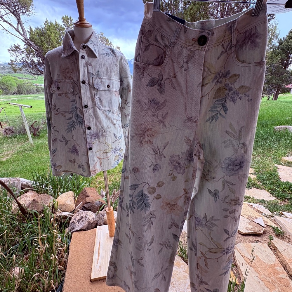 Forte Forte Shirt & Pants Lightweight Denim Set Floral Dye